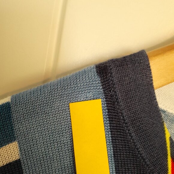 LRL Geometric Multi-Color Crewneck Sweater Cotton Viscose Blue Green Red Size L - Picture 8 of 12